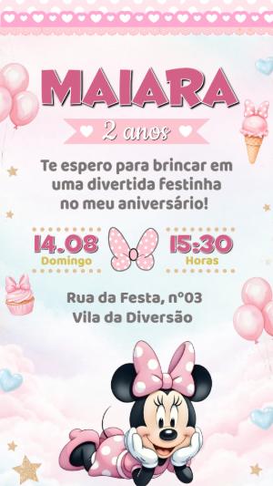Convite de Aniversário Minnie Rosa Editável Online
