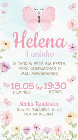 Convite Jardim das Borboletas Aniversário Infantil Editável