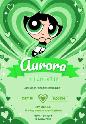 Powerpuff Girls Buttercup Birthday Invitation | Editable Template