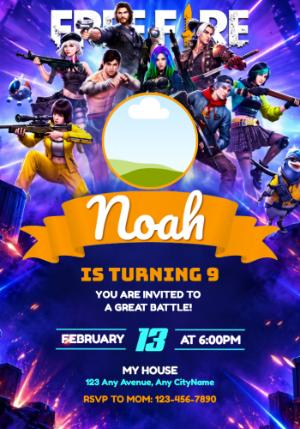 Free Fire Birthday Invitation | Editable Digital Template