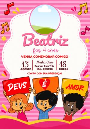 Convite de Aniversário 3 Palavrinhas com Foto Editável