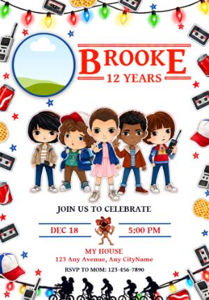Stranger Things Birthday Invitation with Photo - Editable Template