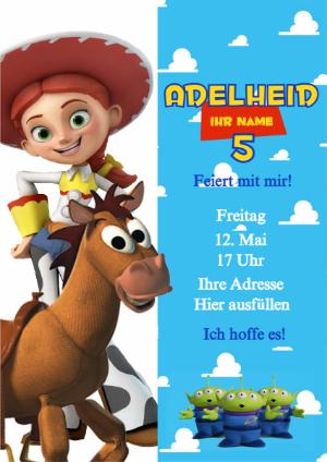 Jessie Toy Story Geburtstagseinladung zum Bearbeiten