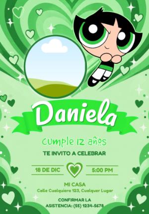 Invitación Digital de Bellota con Foto | Chicas Superpoderosas