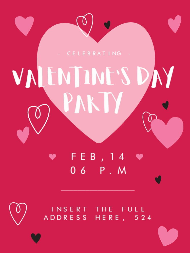 Valentine's Day Party Invitation with Hearts to Edit Online