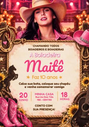 Convite de Aniversário Ana Castela Boiadeira Editável