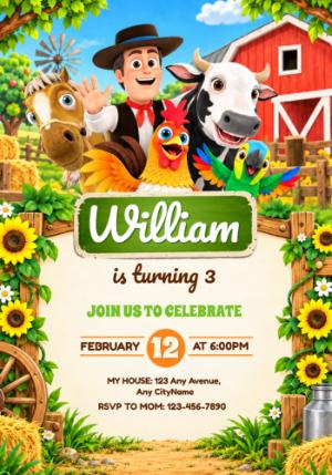 Zenon's Farm Birthday Invitation | Editable Digital Template
