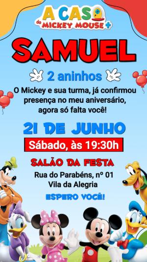 Convite de Aniversário A Casa do Mickey Mouse Editável