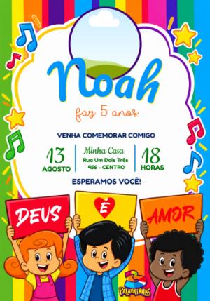 Convite 3 Palavrinhas com Foto para Aniversário Editável