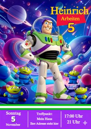 Buzz Lightyear Geburtstagseinladung | Editierbare Toy Story Vorlage