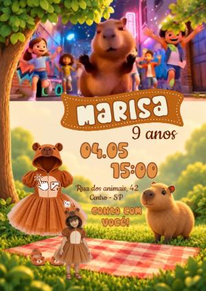 Convite Animado Capivara: Vire a Personagem com sua Foto por IA