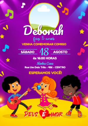 Convite de Aniversário 3 Palavrinhas com Foto Editável