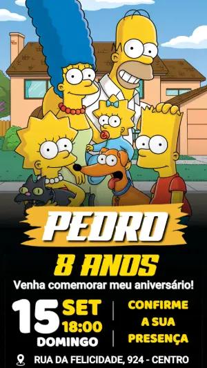 Convite de Aniversário Os Simpsons: Modelo Digital Editável