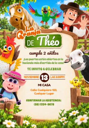 Invitación de Cumpleaños de La Granja de Zenón | Plantilla Editable