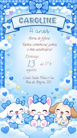Convite Animado Bobbie Goods: Aniversário Fofo para Editar