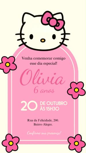 Convite Animado Hello Kitty: Vídeo Editável para Festa Infantil