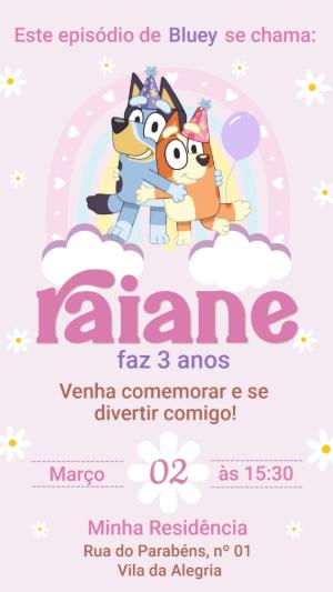 Convite Digital de Aniversário Bluey e Bingo para Editar
