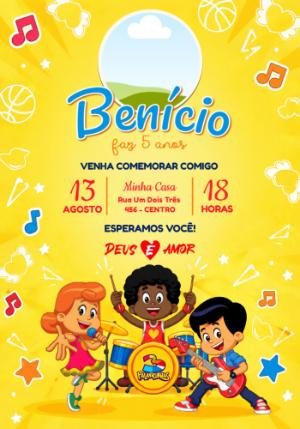 Convite de Aniversário 3 Palavrinhas com Foto para Editar