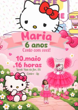 Convite Animado Hello Kitty: Vire a Personagem com sua Foto IA