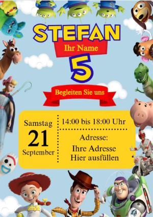 Toy Story Geburtstagseinladung: Bearbeitbare Digitale Vorlage