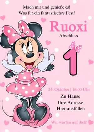 Minnie Maus Geburtstagseinladung | Online editierbare Vorlage