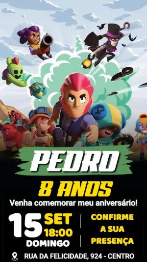 Convite de Aniversário Brawl Stars para Editar Online