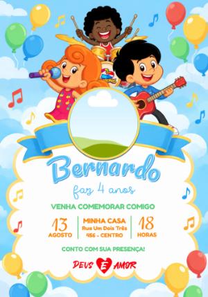 Convite de Aniversário 3 Palavrinhas com Foto para Editar Online