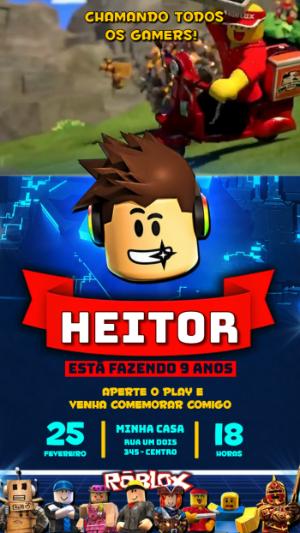 Convite Animado de Aniversário Roblox: Vídeo Gamer Editável