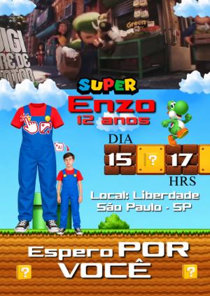Convite Animado Super Mario: Vire o Personagem com sua Foto IA