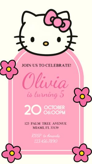 Hello Kitty Birthday Invitation | Editable Digital Template