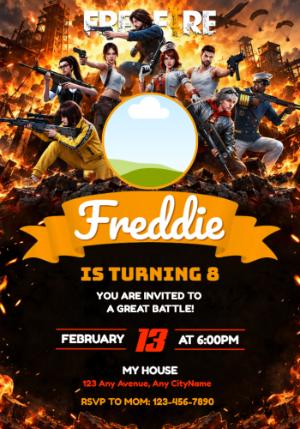 Editable Free Fire Birthday Party Invitation
