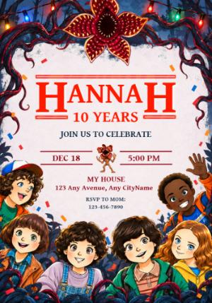 Stranger Things Birthday Invitation Editable Template