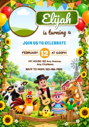 Zenon's Farm Birthday Invitation | Editable Digital Template