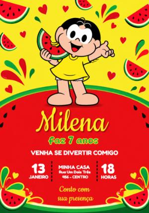 Convite de Aniversário Magali Turma da Mônica Editável