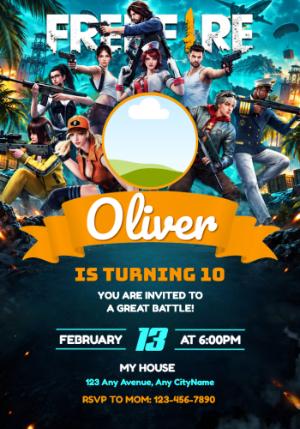 Editable Free Fire Birthday Invitation Template