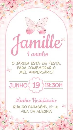 Convite de Aniversário Jardim das Borboletas Editável