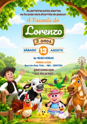 Convite de Aniversário A Fazenda do Zenon para Editar