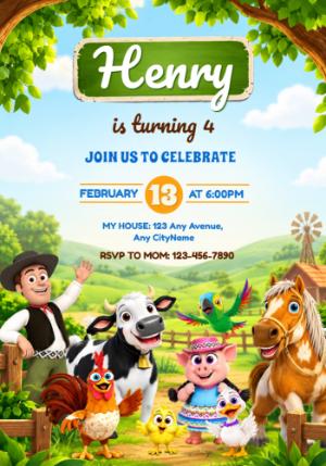 Zenon's Farm Birthday Invitation | Editable Digital Template