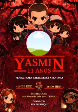 Convite de Aniversário Stranger Things com foto para editar