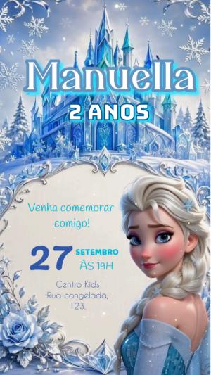 Vídeo Convite Animado Aniversário Frozen para Editar Online