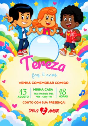 Convite de Aniversário 3 Palavrinhas com Foto para Editar