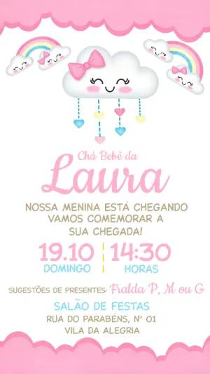 Convite Chá de Bebê Chuva de Amor Menina Editável