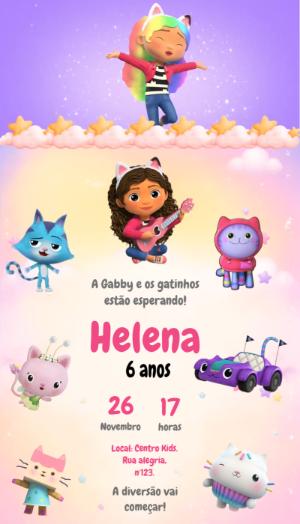 Convite Animado Aniversário A Casa Mágica da Gabby para Editar