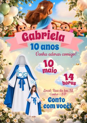 Convite Animado Maria Mãe de Jesus com Foto IA: Vire a Personagem