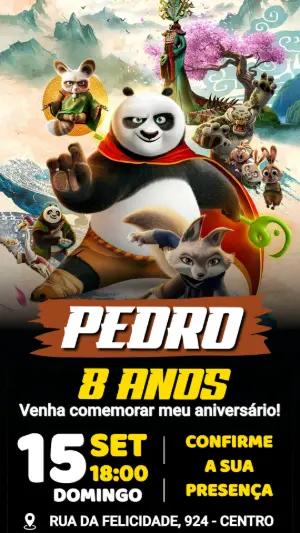 Convite de Aniversário Kung Fu Panda 4 Modelo Editável