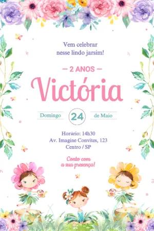 Convite de Aniversário Jardim das Fadas Editável