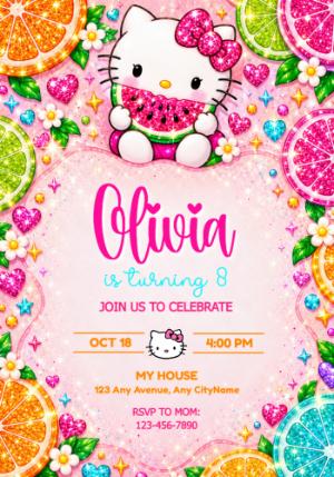 Editable Hello Kitty Birthday Invitation Template