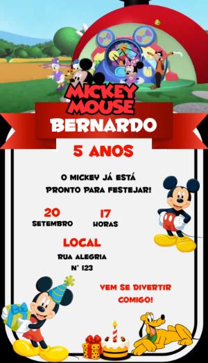 Convite Animado Aniversário Casa do Mickey para Editar