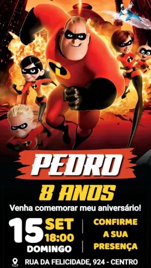 Convite de Aniversário Os Incríveis Digital para Editar