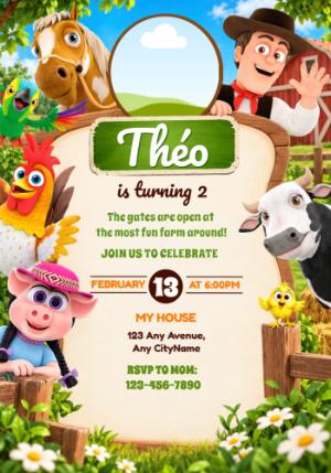 Editable Zenon's Farm Birthday Invitation with Photo